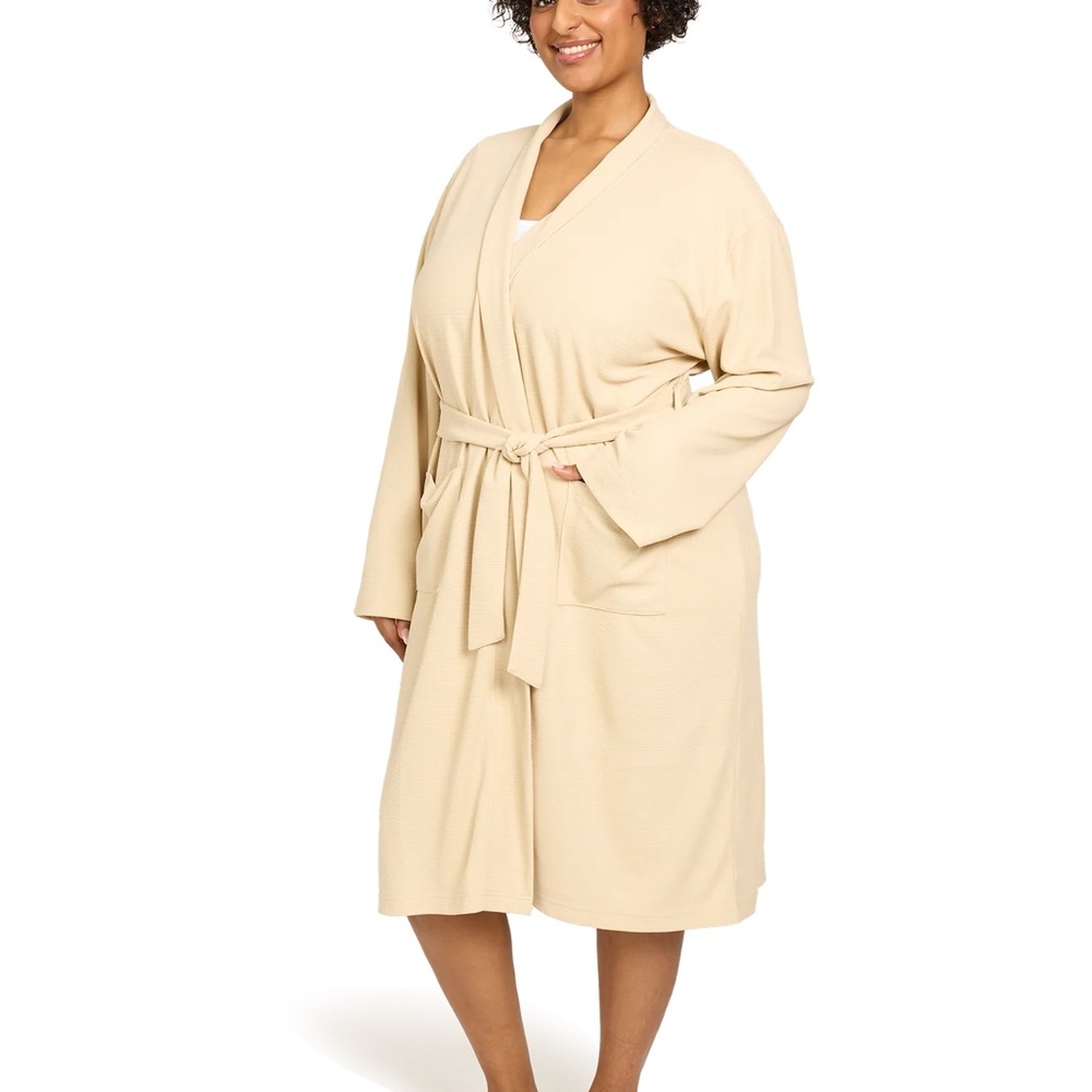 Linen & Dot Cream Waffle Knit Robe - Picture 10 of 11